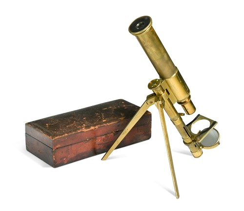 Lot 385 - A travelling compound monocular microscope, English, circa 1850
