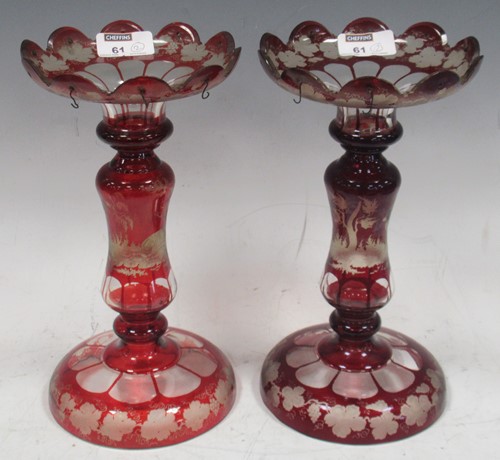Lot 61 - A pair of 19th century Bohemian lustres,...