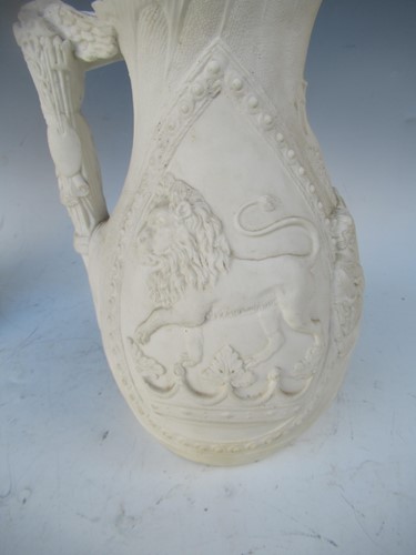 Lot 1 - 19th century Parian commemorative jug moulded...
