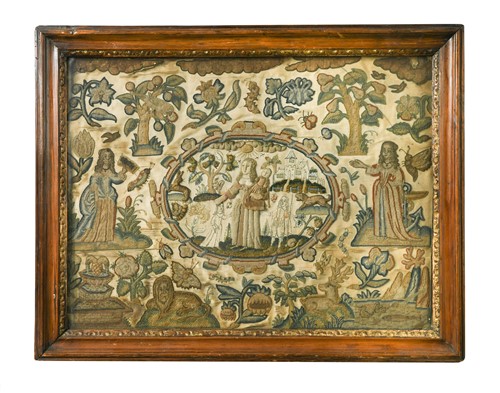 Lot 287 - A stumpwork picture, 17th century