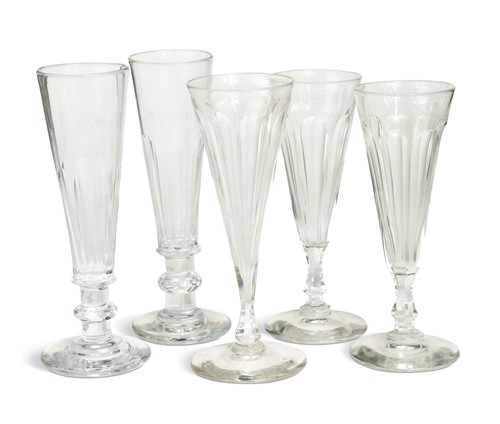 Lot 371 - A set of six ale flutes, 18th century