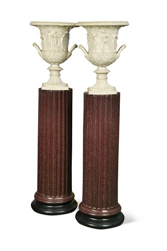 Lot 574 - A pair of Grand Tour type resin urns by Anthony Redmile, late 20th century