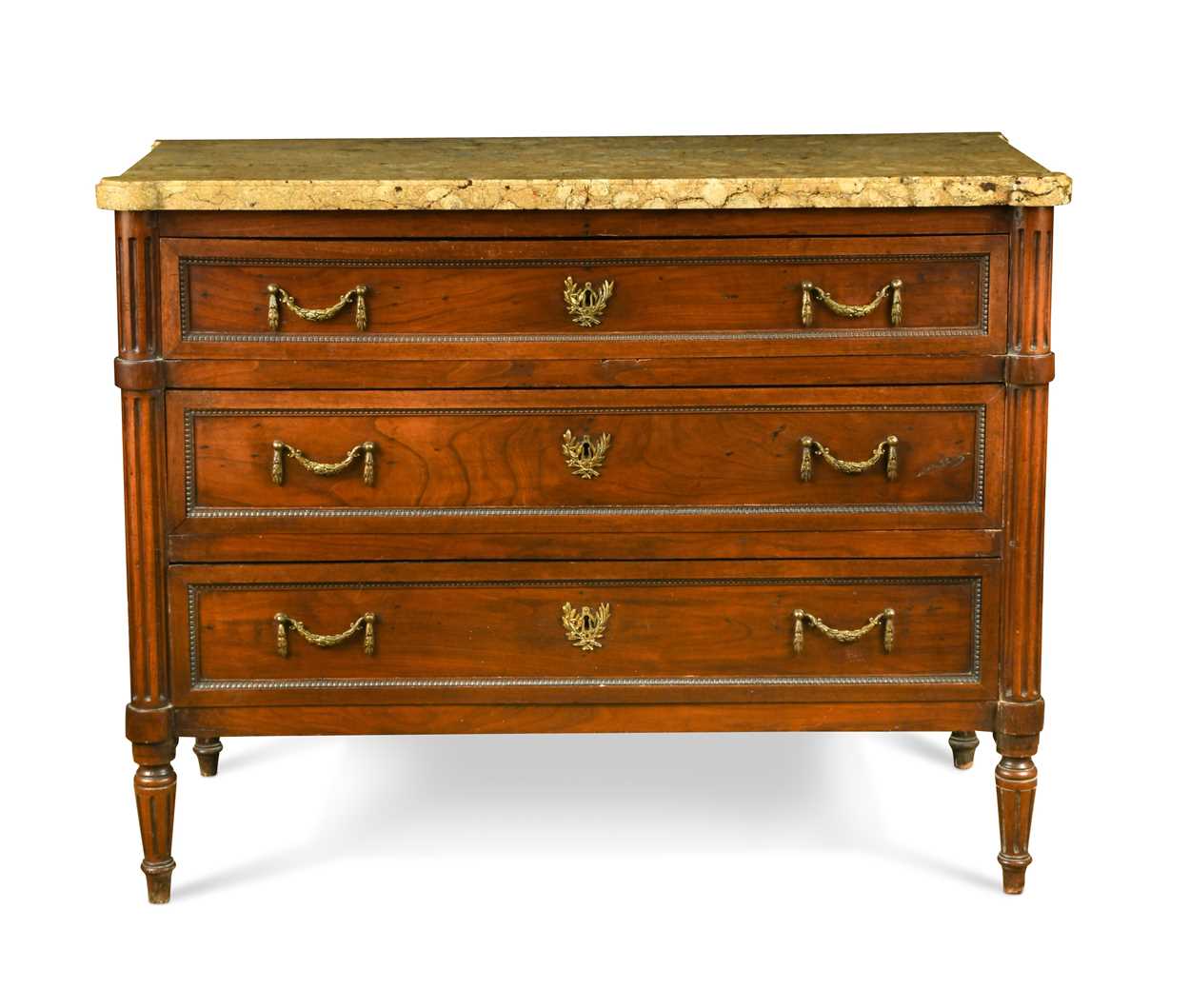 Lot 562 - A French Louis XVI fruitwood marble topped commode