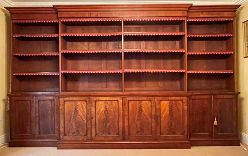 Lot 513 - A mahogany breakfront library bookcase, early 19th century