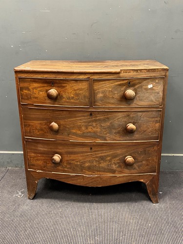 Lot 370 - A 19th century bow front chest of drawers, two...
