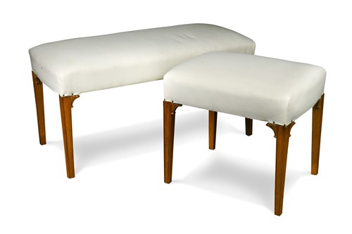 Lot 397 - Two Edwardian satinwood stools