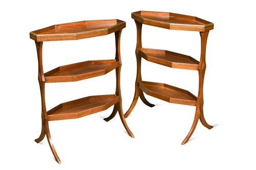 Lot 390 - A pair of French Empire style mahogany and brass strung etageres