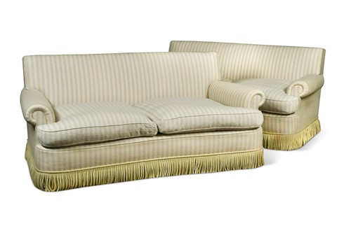 Lot 480 - A pair of deep two seat sofas, modern