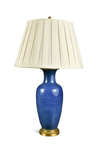 Lot 435 - Powder blue glazed lamp by E F Caldwell & Co Inc, New York