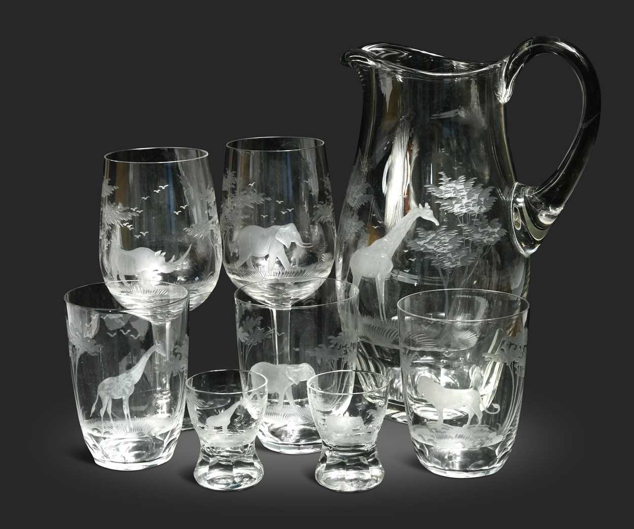 Lot 568 - A Rowland Ward Safari suite of glass
