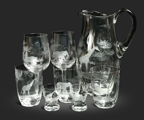 Lot 568 - A Rowland Ward Safari suite of glass