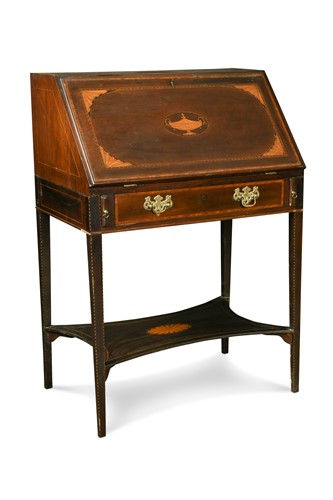 Lot 426 - An Edwardian inlaid bureau on stand