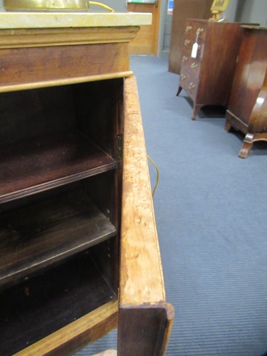Lot 507 - A pair of Victorian birdseye maple bookcases with marble tops