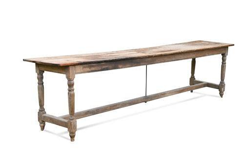 Lot 275 - A long pine refectory table, 19th century