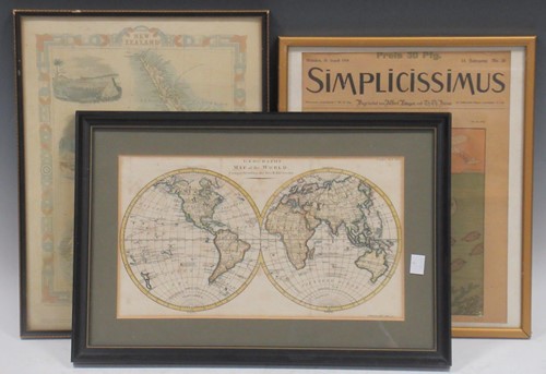 Lot 281 - A box of framed maps and prints, including...