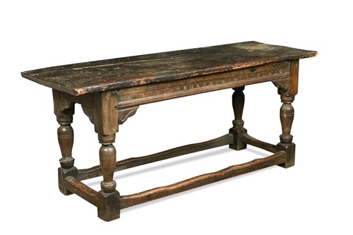 Lot 253 - An oak and elm refectory table, 17th century