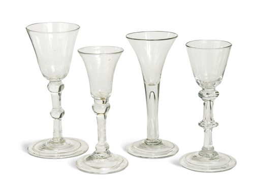 Lot 370 - Four wine glasses, 18th century