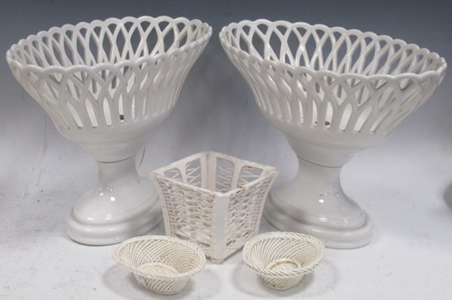 Lot 62 - A pair of early 19th century creamware baskets...