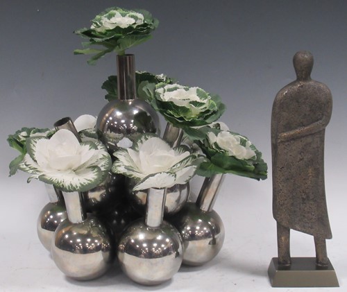 Lot 131 - A white metal tulip vase by Kelly Hoppen,...