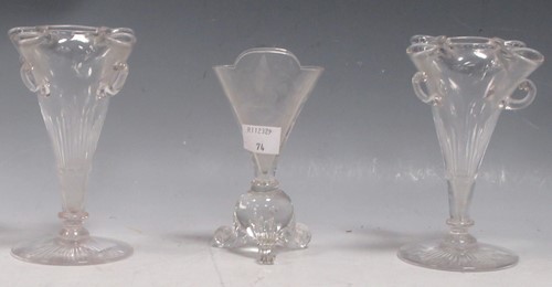 Lot 159 - A pair of early 20th century glass spill vases,...
