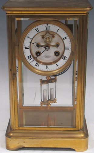 Lot 135 - H. Pratt, brass mantel clock with bevelled...