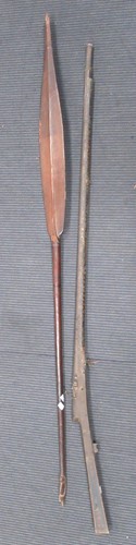 Lot 268 - A Tribal ceremonial paddle, a Jezzail long gun,...