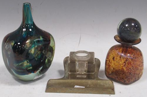 Lot 4 - A Mdina vase of square shape with a slender...