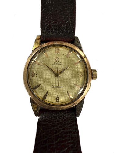 Lot 112 - Omega - A steel and gold-plated 'Seamaster' wristwatch