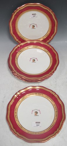 Lot 197 - A set of six 19th century English porcelain...
