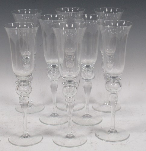 Lot 78 - A set of eight Murano glass champagne flutes