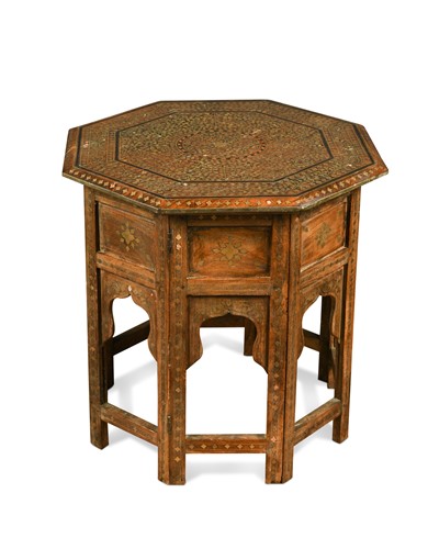 Lot 497A - A Hoshiapur brass inlaid folding hardwood table, late 19th century