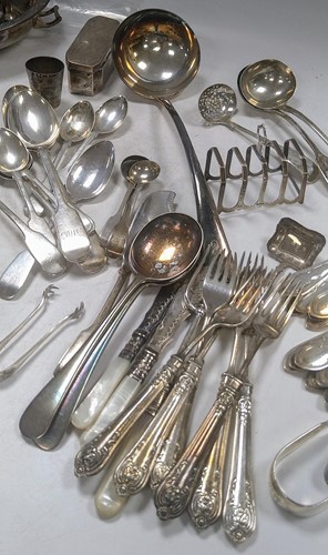 Lot 354 - A three division cutlery tray of assorted...