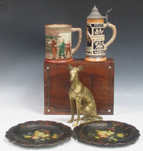 Lot 6 - A pair of Victorian papier mache plates with...
