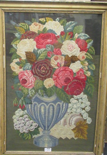Lot 273 - A Victorian woolwork panel of colourful...
