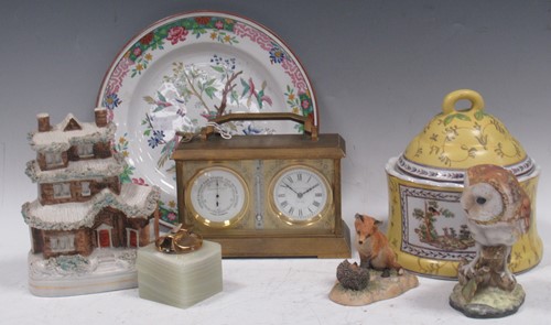 Lot 66 - A china figure of a barn owl; a ceramic figure...