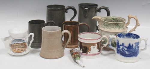 Lot 68 - Collection of tankards including a pewter...
