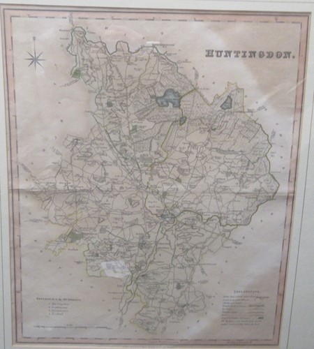 Lot 312 - A map of Huntingdon by Henry Teesdale, framed...