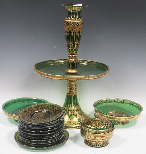 Lot 57 - Bohemian style sweetmeat dessert service with...