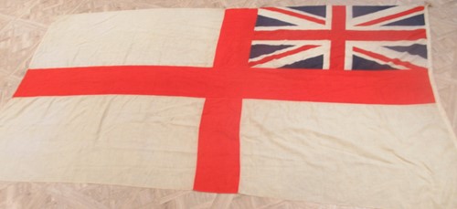 Lot 210 - A very large White Ensign flag on linen. This...
