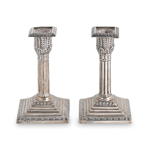 Lot 422 - A pair of Victorian silver library candlesticks