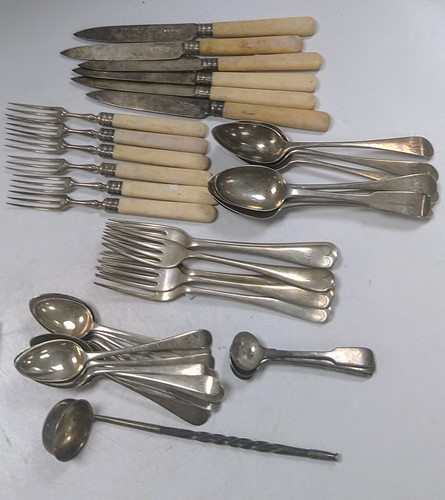 Lot 344 - A collection of silver flatware, 748g (24ozt),...