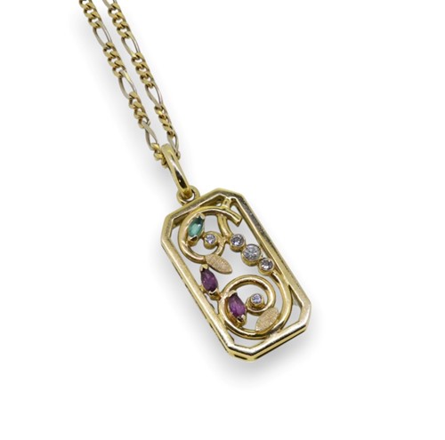 Lot 98 - A gemset pendant and chain