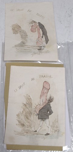 Lot 178 - A pair of French erotic cartoons, titled 'Le...