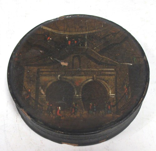 Lot 170 - A 19th century circular painted snuff box...