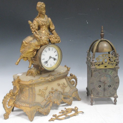 Lot 124 - A small lantern type mantel clock, circa 1900,...