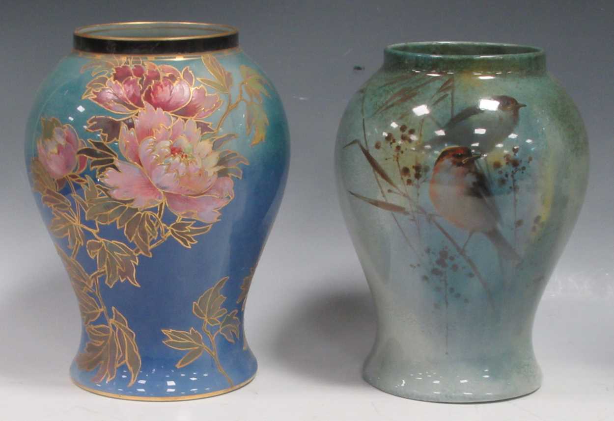 Lot 2 - Two Royal Doulton Titanian ware vases, one...