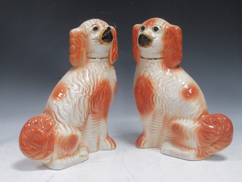 Lot 53 - A large pair of Staffordshire spaniel dogs,...