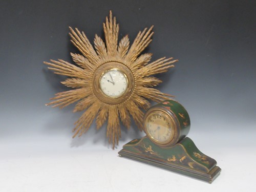 Lot 230 - An Edwardian green chinoiserie mantel clock,...