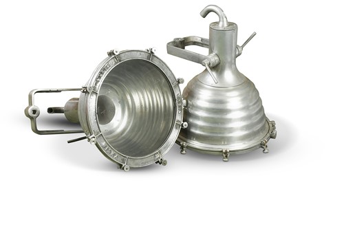 Lot 531 - A pair of polished aluminium lights