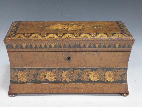 Lot 49 - A Tunbridgeware inlaid tea caddy, inlaid with...